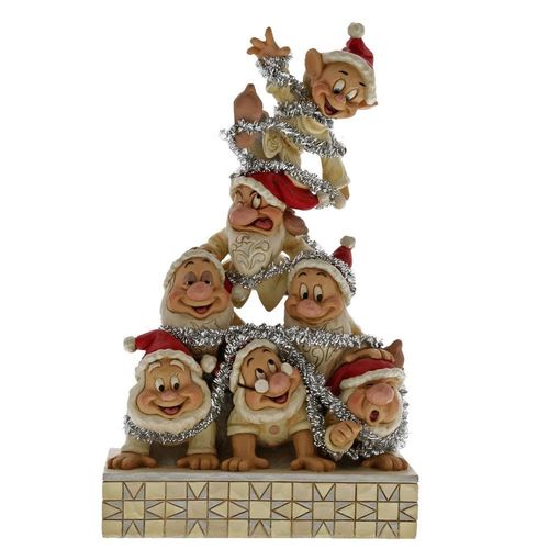 Disney Traditions White Woodland Precarious Pyramid Seven Dwarfs Figurine