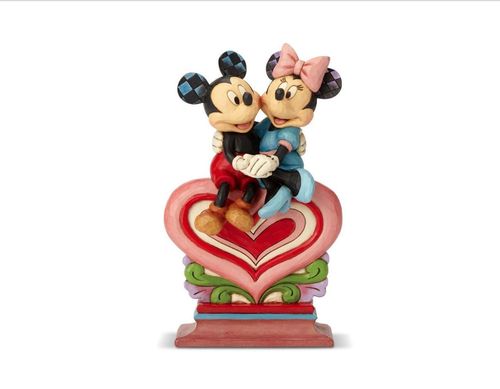 Disney Traditions Heart To Heart Mickey Mouse and Minnie on Heart Figurine