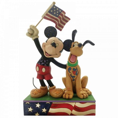Disney Traditions A Banner Day Mickey and Pluto Patriotic Figurine