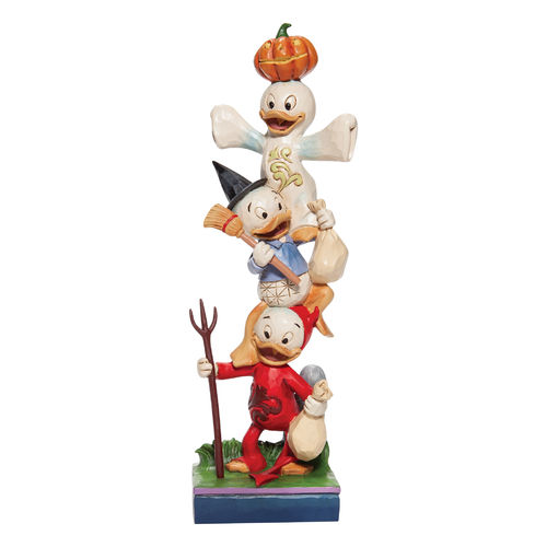 Disney Traditions Teetering Trick or Treaters Stacked Huey Dewey and Louie Figurine