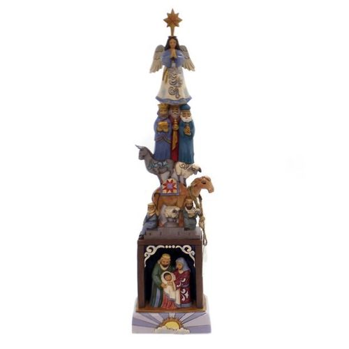 Heartwood Creek By Jim Shore Foundation Of His Love Lighted Stacked Nativity Figurine