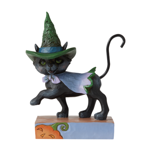 Heartwood Creek By Jim Shore Walking Black Cat with Witchs Hat Mini Figurine