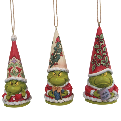 The Grinch By Jim Shore Grinch Gnome Hanging Ornament Set of 3