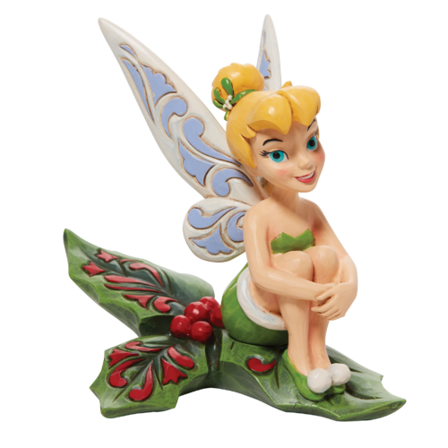 Disney Traditions Happy Holly Days Tinkerbell Sitting on Holly Figurine